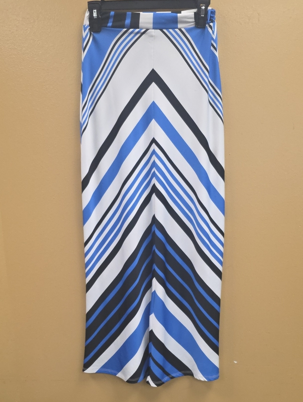 Hot Gal Blue, White & Black Chevron Maxi Skirt